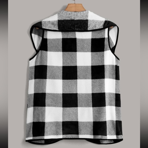 Plaid Vest with Waterfall Front Collar - Picture 2 of 5